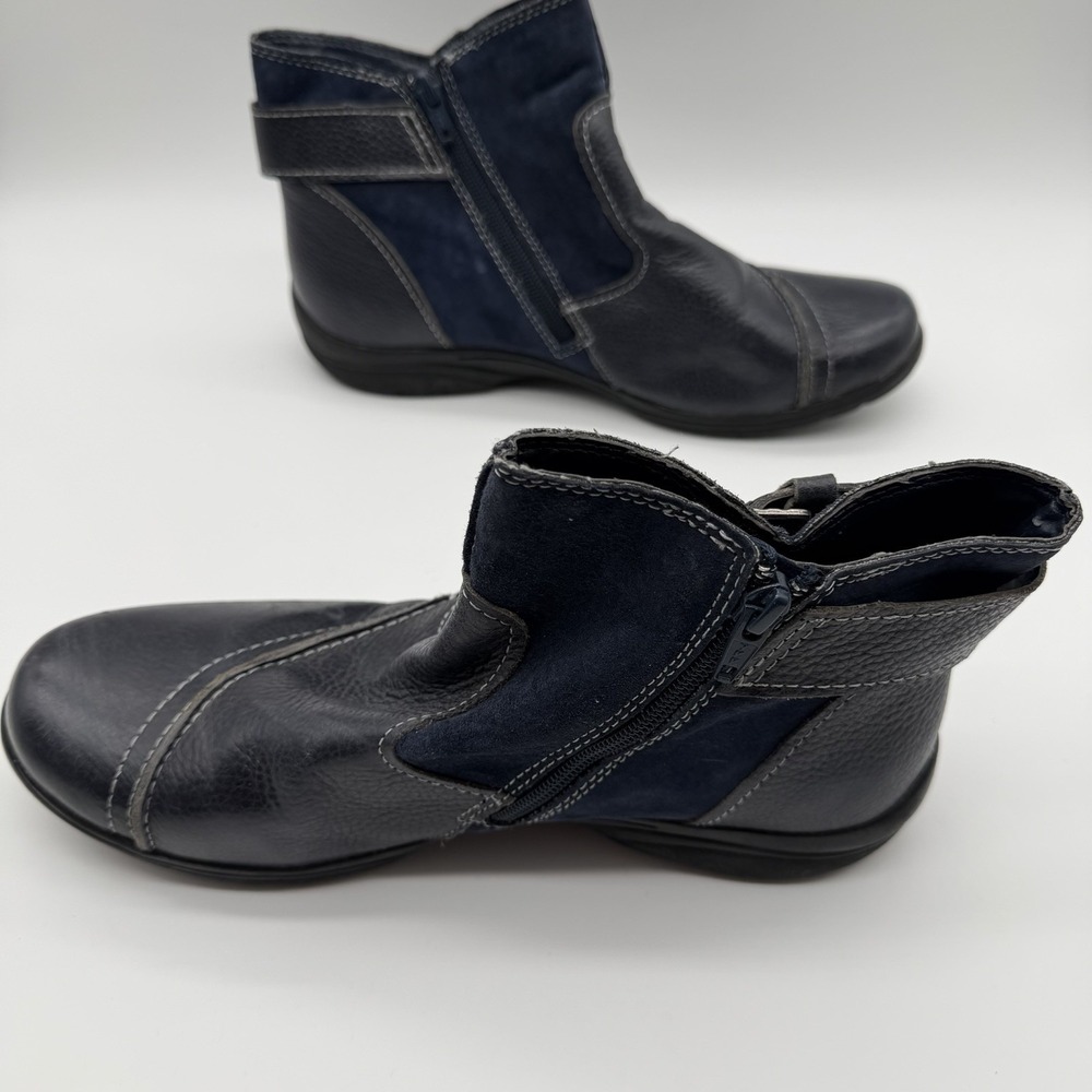 Earth Origins Women's Dayton Ankle Boot Navy Suede Black Leather Size 10 - Picture 7 of 10